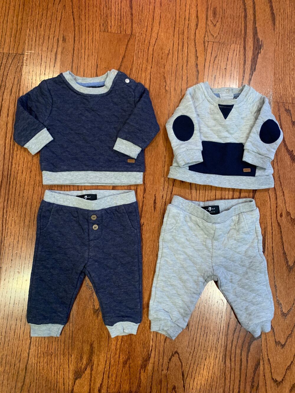 7 for all Mankind Pullover Jogger Sets (2) | Navy & Gray | 0-3 months